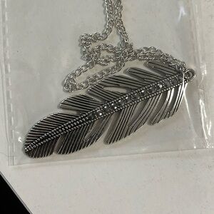Paparazzi Silver Feather Crystal Necklace & Earrings Set